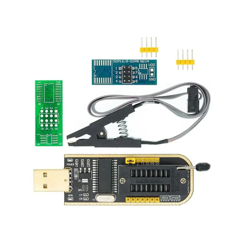 USB Programmer CH341A USB Programmer Set for Flashing with SOIC8 Test Clip and SOP8 SOIC8 to DIP8 Adapter Socket Convert